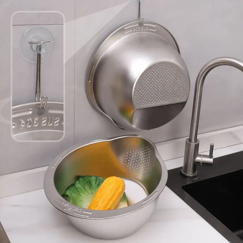 Bowl Rice Sieve Colander Fruit And Vegetable Strainer Kitchen Tools 6