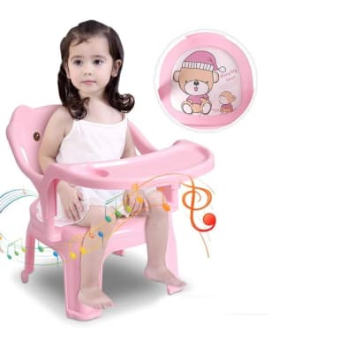 Baby feeding chair with Tray (Pink) Strong and Durable Plastic Chair for Kids, Plastic School Study Chair, Feeding Chair for Kids
