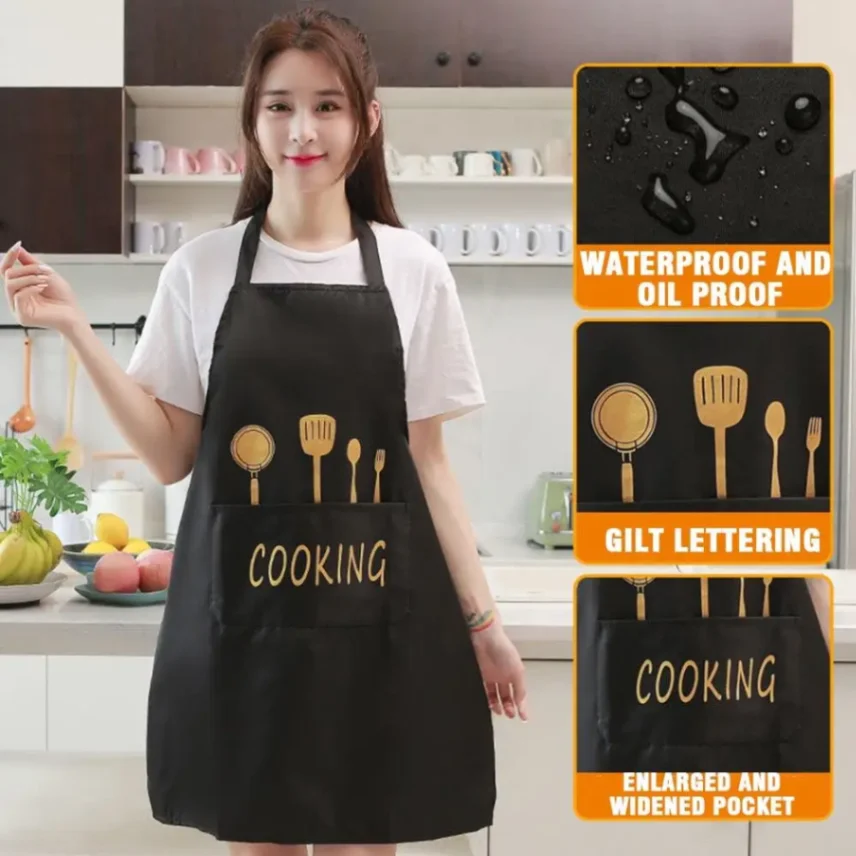 Kitchen Cooking Apron, Waterproof & Anti-Oil Polyester Kitchen Apron, Restaurant Apron for Chef Cooking 4