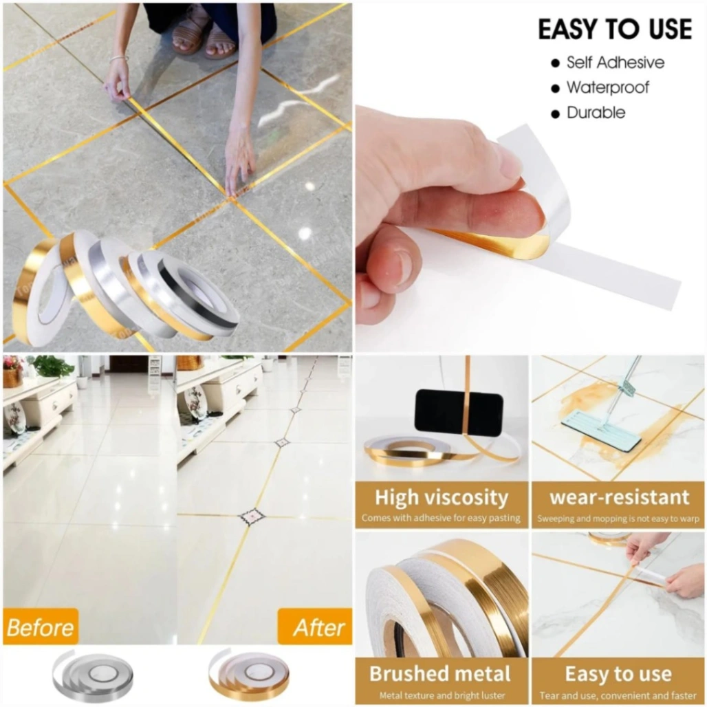 50 Meter Gold Self-Adhesive Stickers Waterproof Tile Wall Tile space Sealing Tape Strip Joints Beauty Stickers Decals Home Decor 4