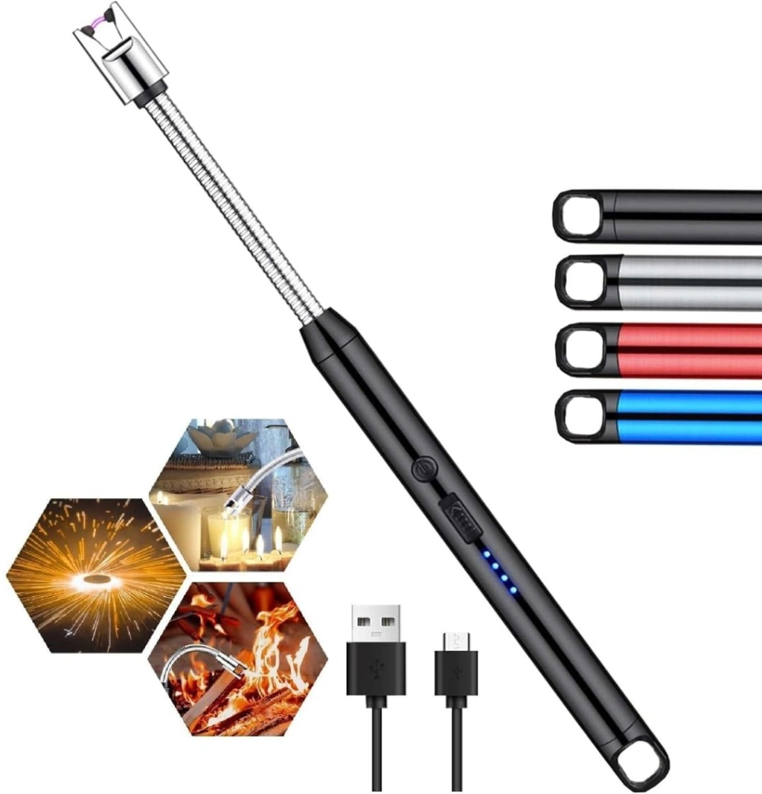 Rechargeable USB Electric Lighter for Candle, Camping, BBQ 4