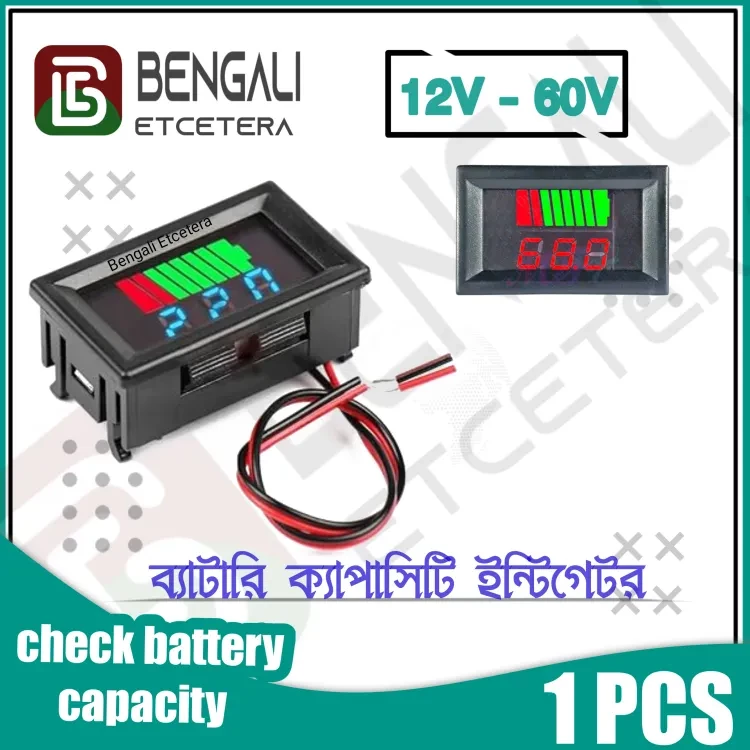 DC 12V-60 Lead ACID Batteries Indicator Battery Capacity LED Tester Digital Voltmeter