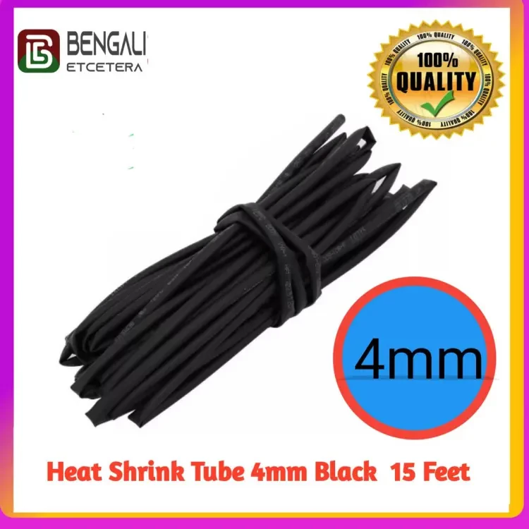 Heat Shrink Tube 4mm Black Heatshrink 15 Feet