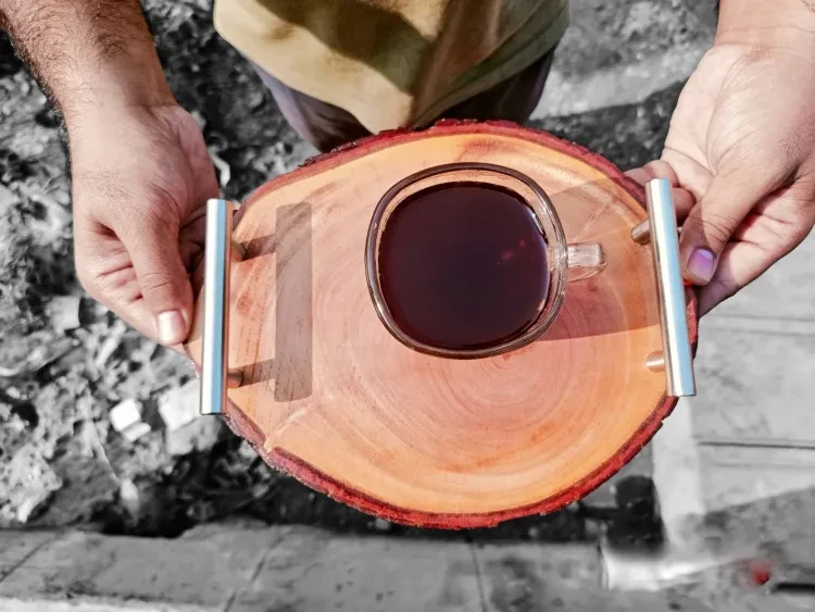 Wooden Slice Tea Tray