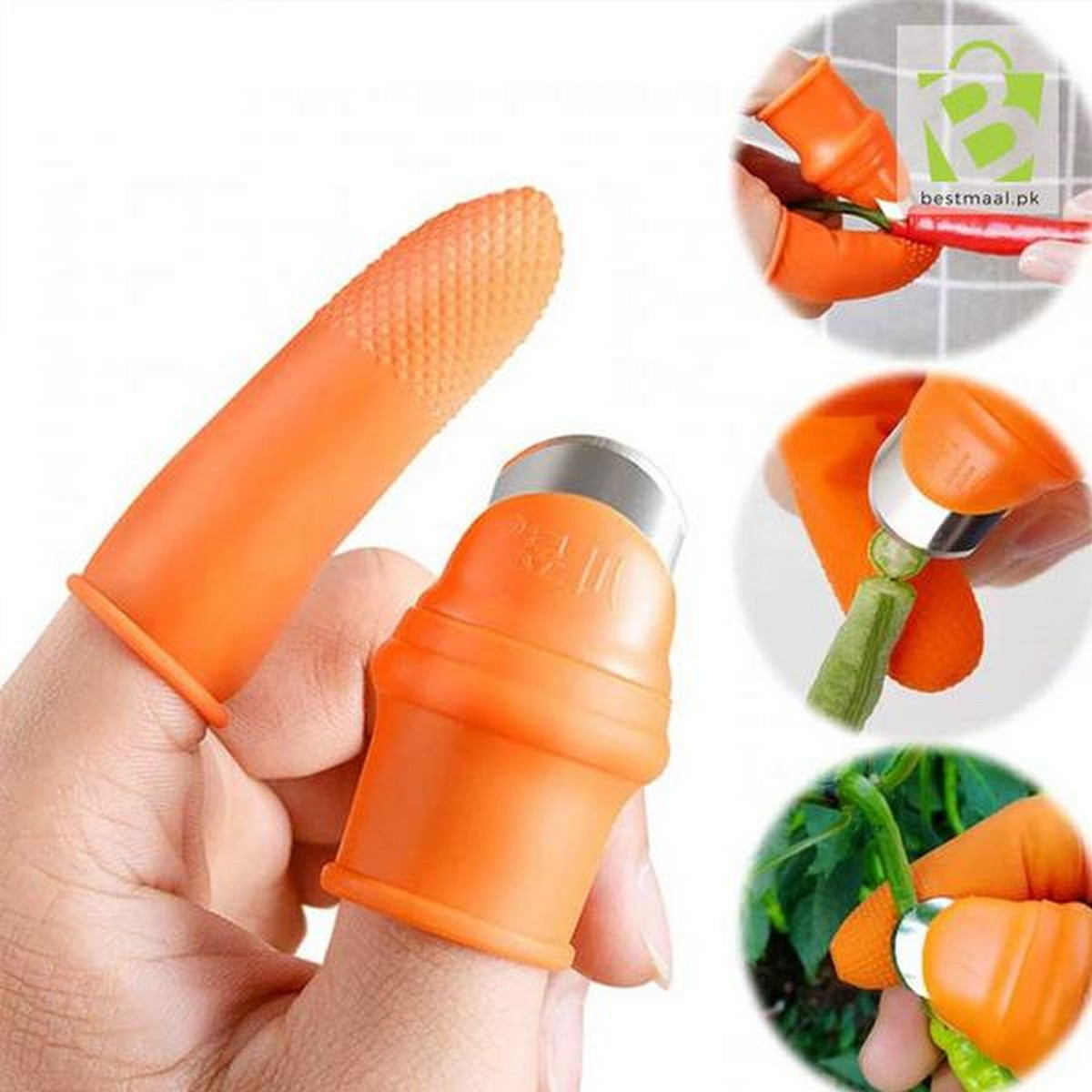 Silicone Thumb cutter + 5 Pieces Finger Protector Cutting Gears Vegetable Picking Nipping Plant Leaf Scissors Garden Gloves