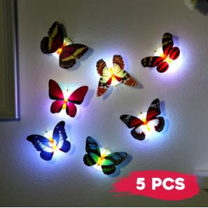 5 PCS Colorful luminous butterfly small night lamp flash simulation butterfly lamp Encounter