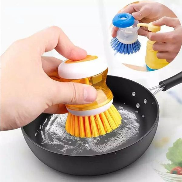 Kitchen Dispense Soap Water Dish Cleaning Brush Creative Washing