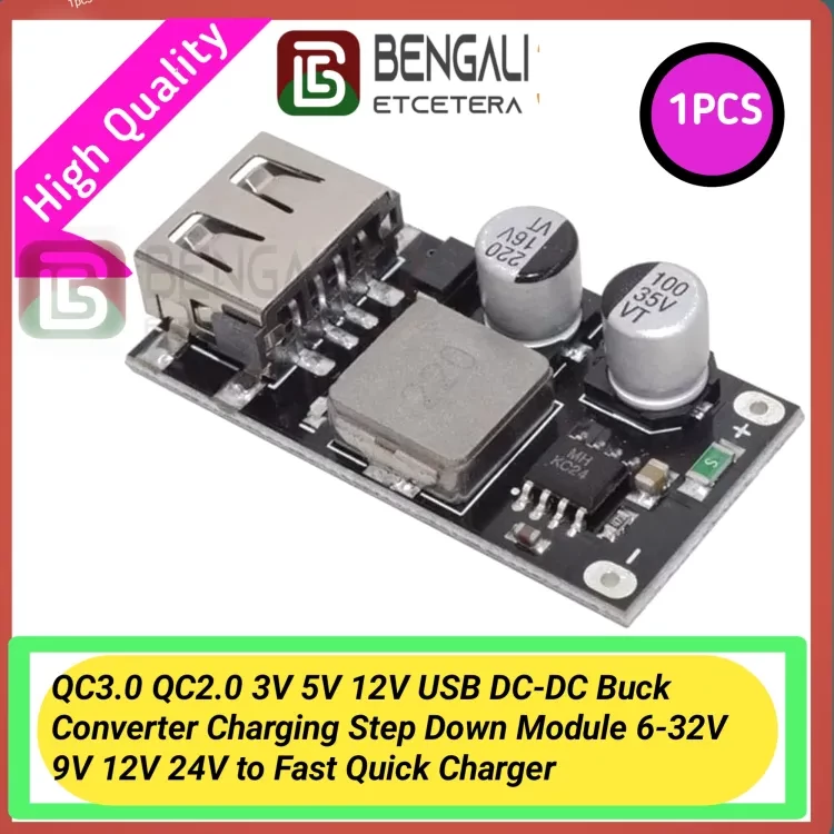 QC3.0 QC2.0 3V 5V 12V USB DC-DC Buck Converter Charging Step Down Module 6-32V 9V 12V 24V to Fast Quick Charger