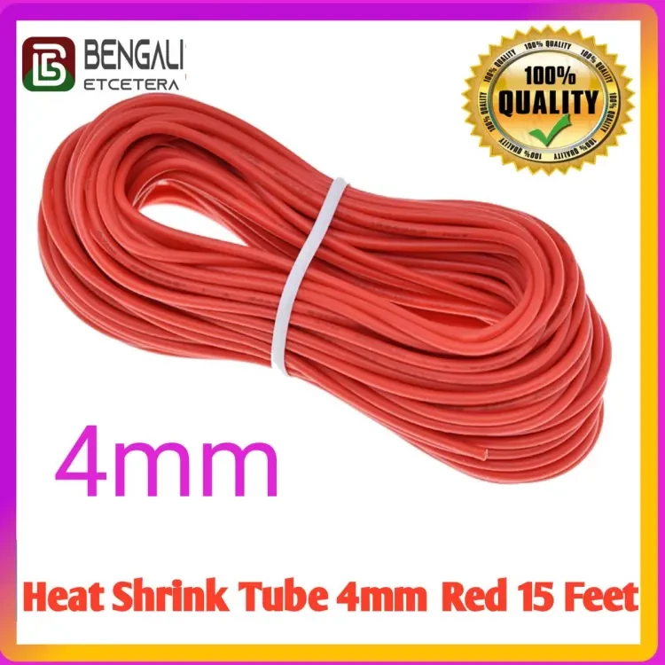 Heat Shrink Tube 4mm Red Heatshrink 15 Feet